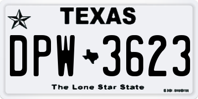 TX license plate DPW3623