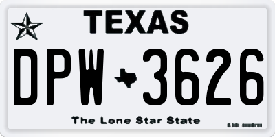 TX license plate DPW3626