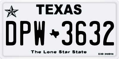 TX license plate DPW3632