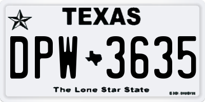 TX license plate DPW3635