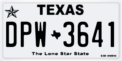 TX license plate DPW3641