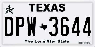 TX license plate DPW3644