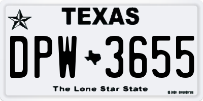 TX license plate DPW3655