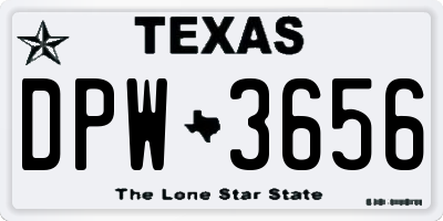 TX license plate DPW3656