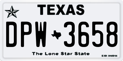 TX license plate DPW3658