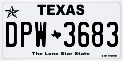 TX license plate DPW3683