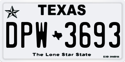 TX license plate DPW3693