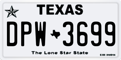 TX license plate DPW3699