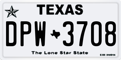 TX license plate DPW3708