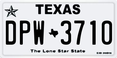 TX license plate DPW3710