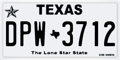 TX license plate DPW3712