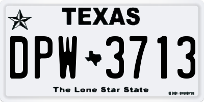 TX license plate DPW3713