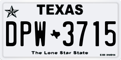 TX license plate DPW3715