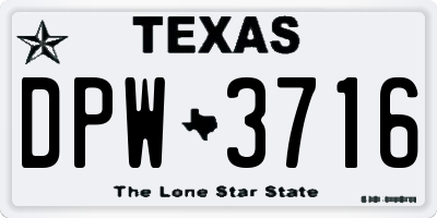 TX license plate DPW3716