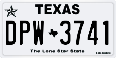 TX license plate DPW3741