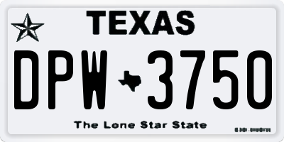 TX license plate DPW3750