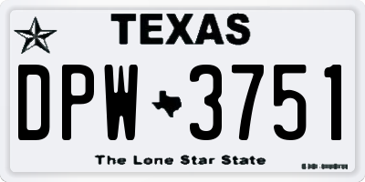 TX license plate DPW3751