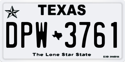 TX license plate DPW3761