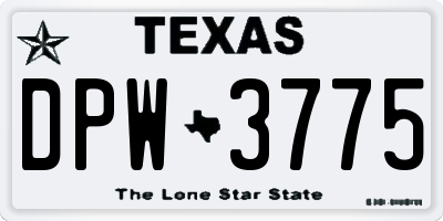 TX license plate DPW3775