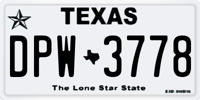 TX license plate DPW3778