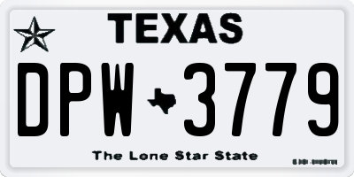 TX license plate DPW3779