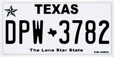 TX license plate DPW3782