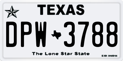 TX license plate DPW3788