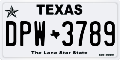 TX license plate DPW3789