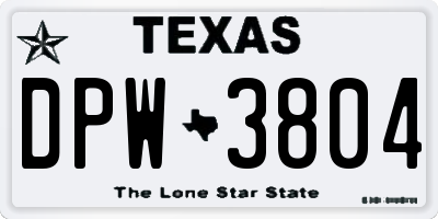 TX license plate DPW3804