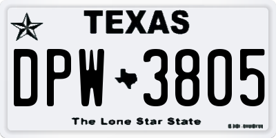 TX license plate DPW3805