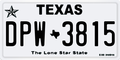 TX license plate DPW3815