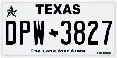 TX license plate DPW3827