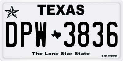 TX license plate DPW3836