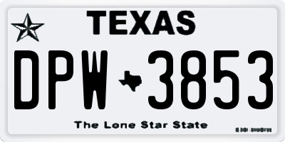 TX license plate DPW3853