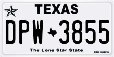 TX license plate DPW3855