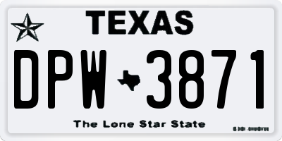 TX license plate DPW3871