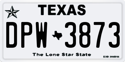 TX license plate DPW3873