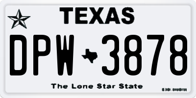 TX license plate DPW3878