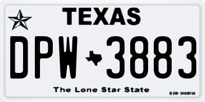 TX license plate DPW3883