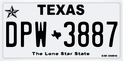 TX license plate DPW3887