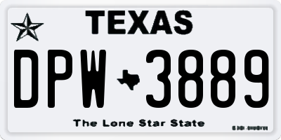 TX license plate DPW3889