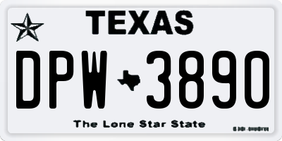 TX license plate DPW3890