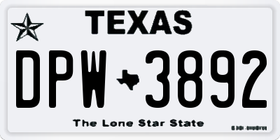 TX license plate DPW3892