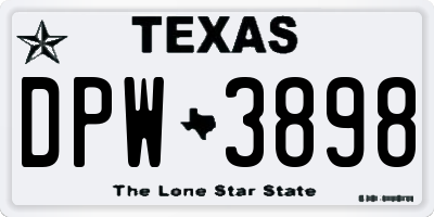 TX license plate DPW3898