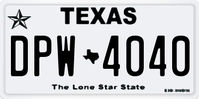 TX license plate DPW4040