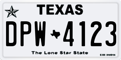 TX license plate DPW4123