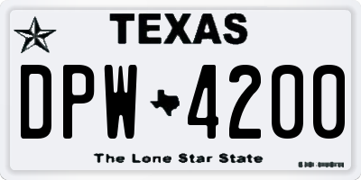 TX license plate DPW4200