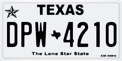 TX license plate DPW4210