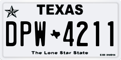 TX license plate DPW4211