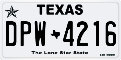 TX license plate DPW4216